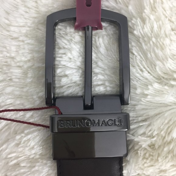 Bruno Magli Mens Black Cognac Italian Leather Belt - Picture 4 of 10